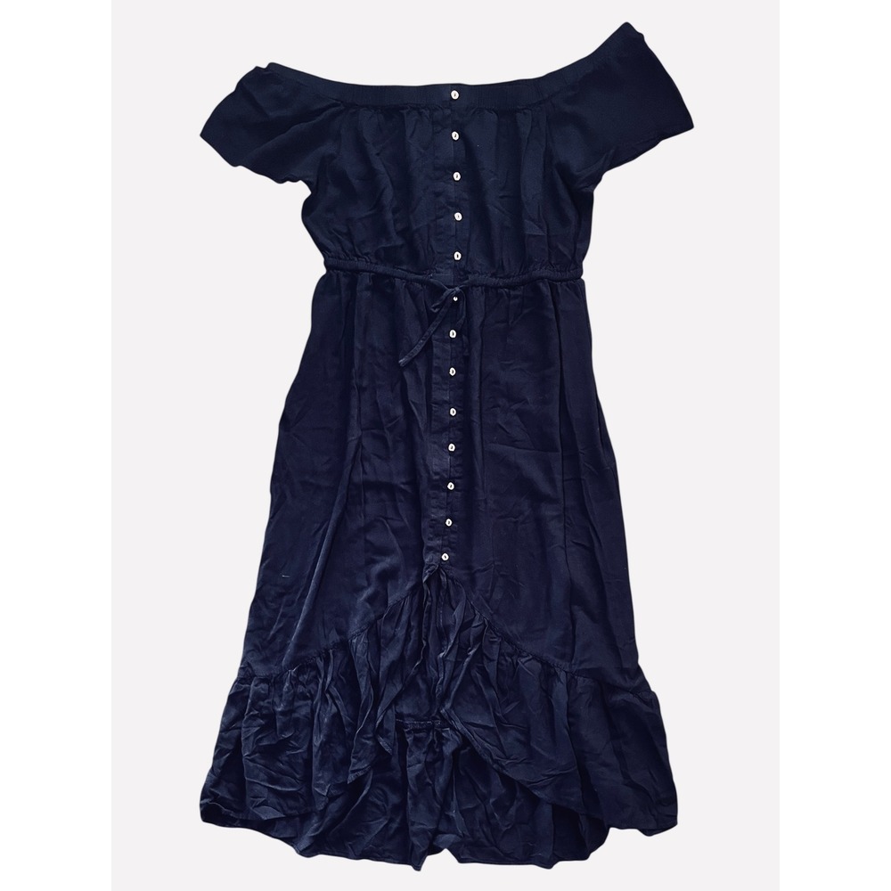 Cotton On Off Shoulder Midi Dress Womens M Black High Low Ruffle Boho Casual